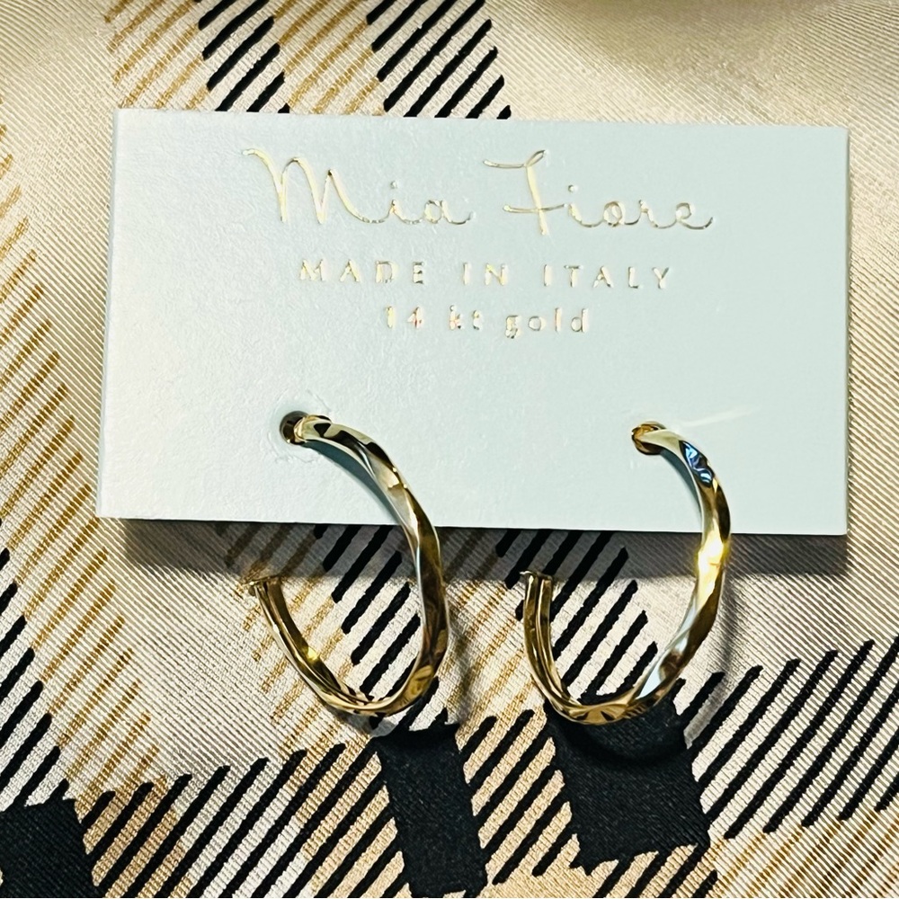 New MIA FIORE 14KKT Gold 20mm Hoop Earrings Made In Italy  NEW - Picture 7 of 11
